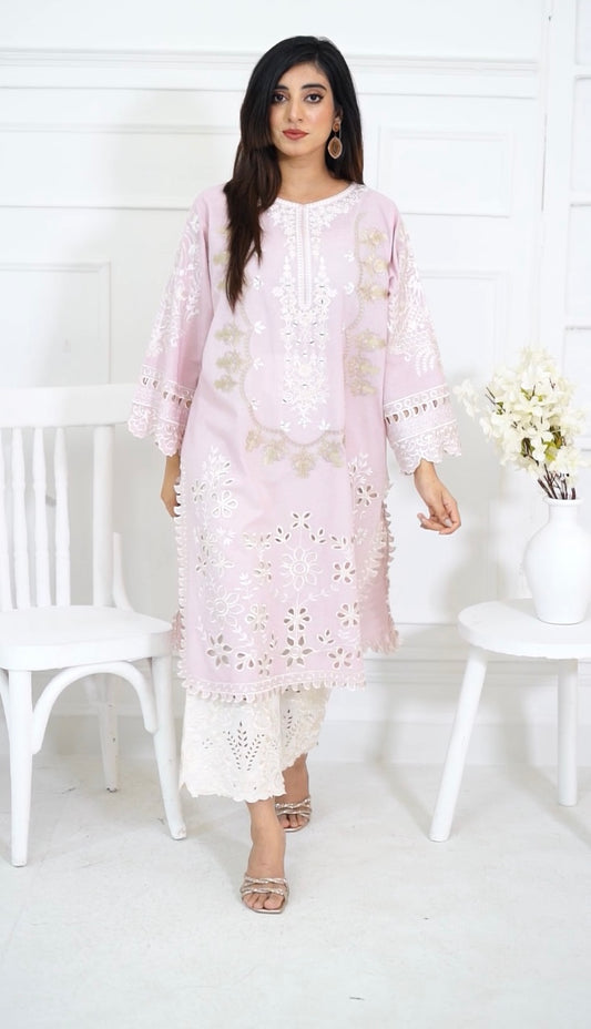 Baby Pink & Ivory Kurta