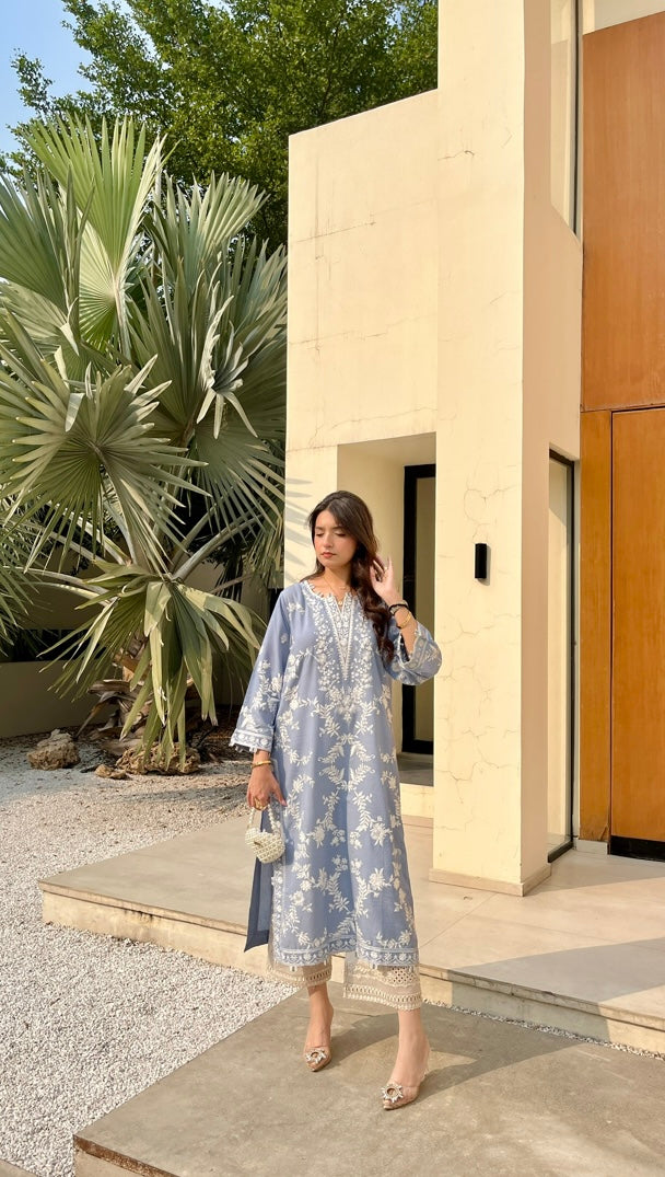 sky grey long kurta