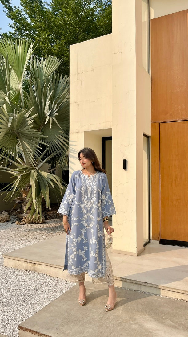 sky grey long kurta