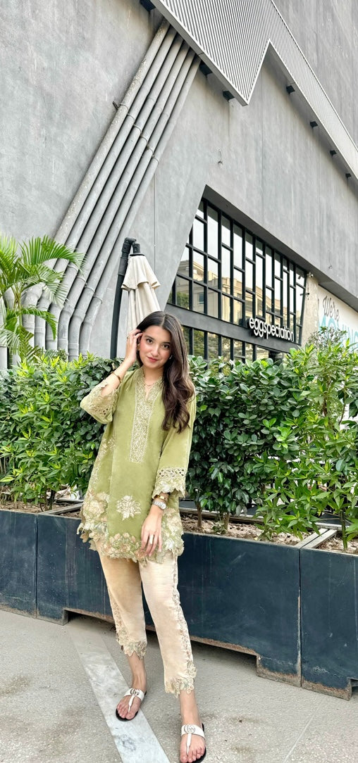 velvet co-ord   pale green