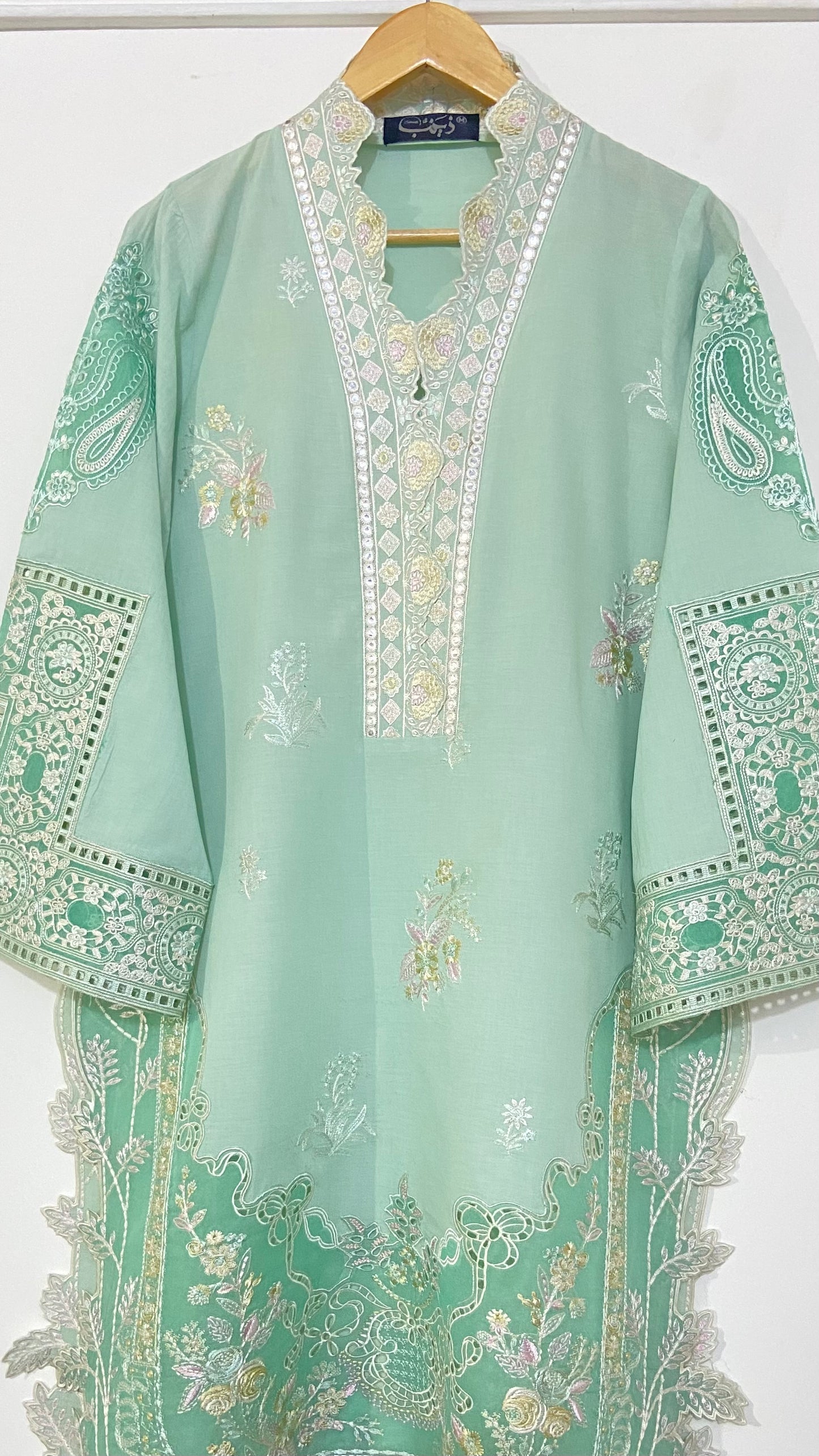 Light Green applique Kurta.