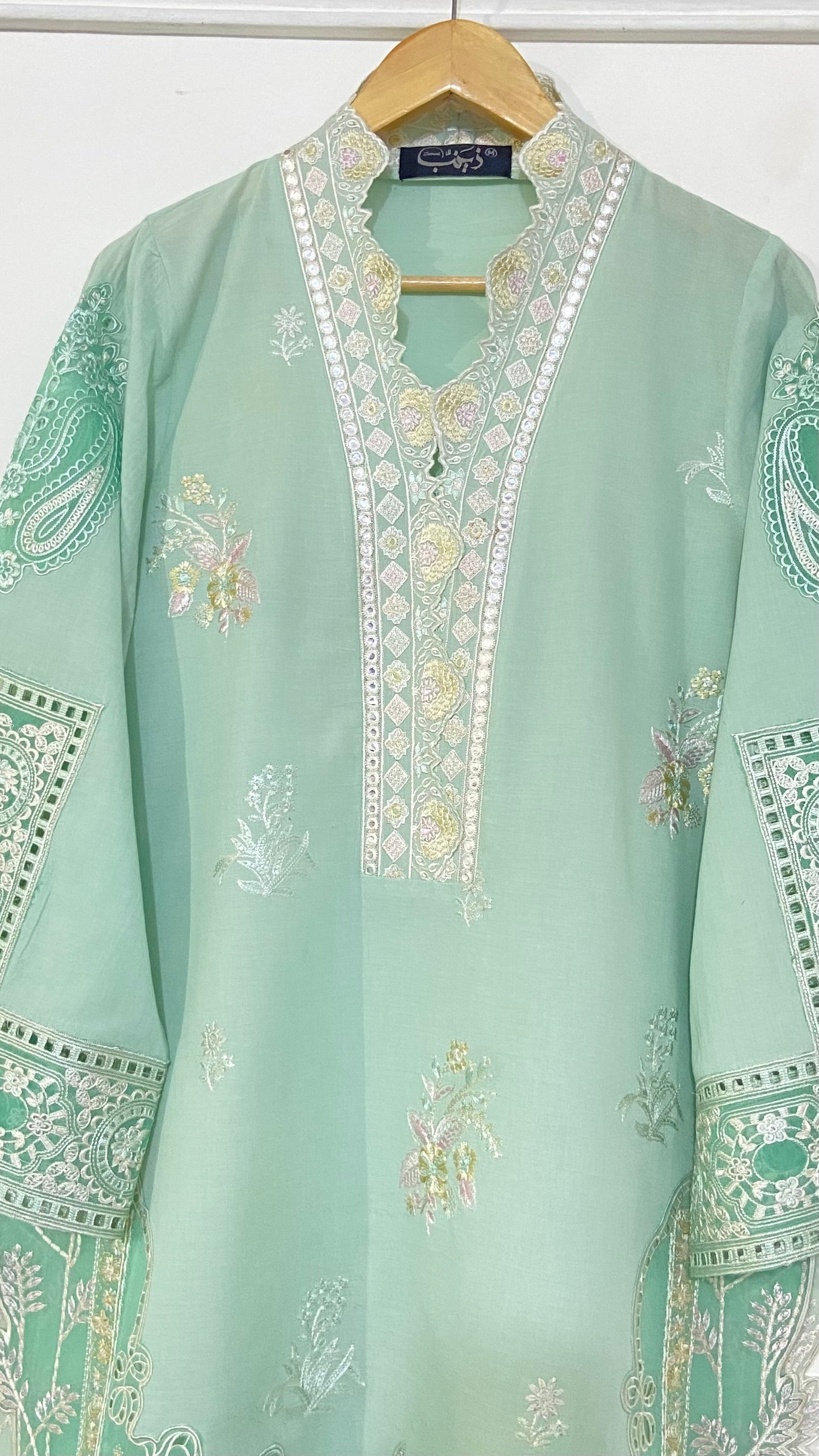 Light Green applique Kurta.