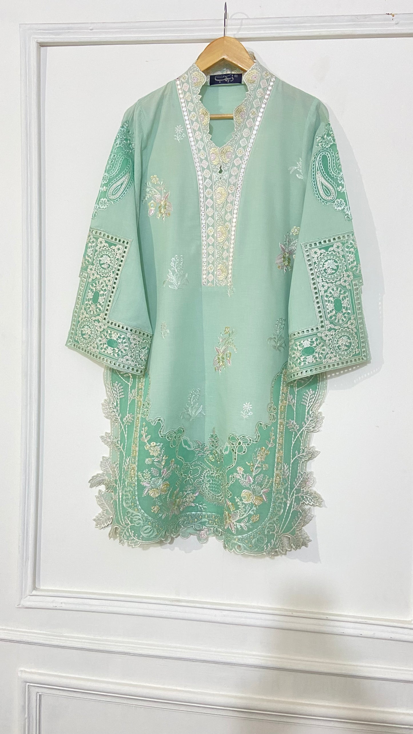 Light Green applique Kurta.