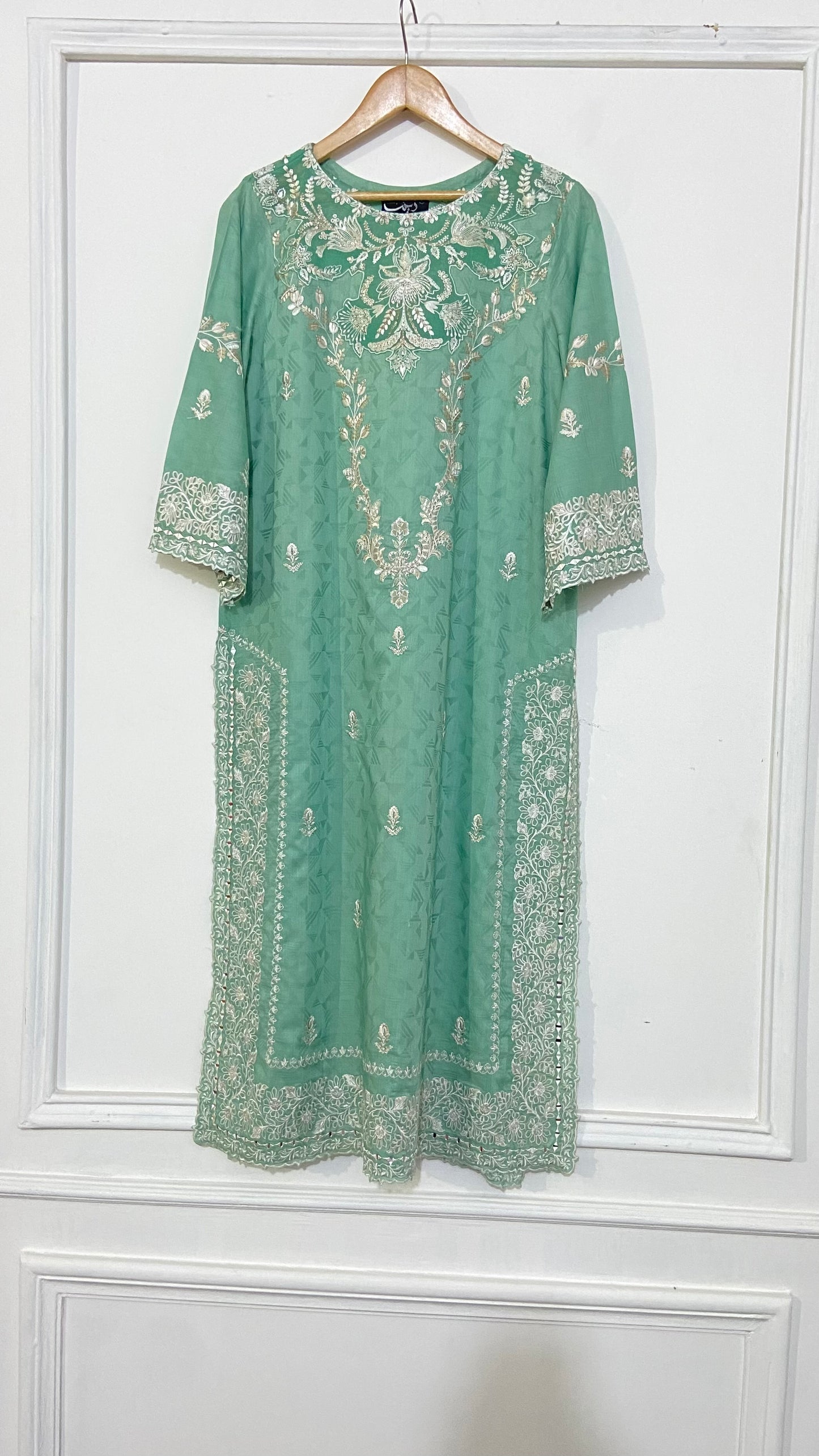 Light Green Embroidered Kurta.