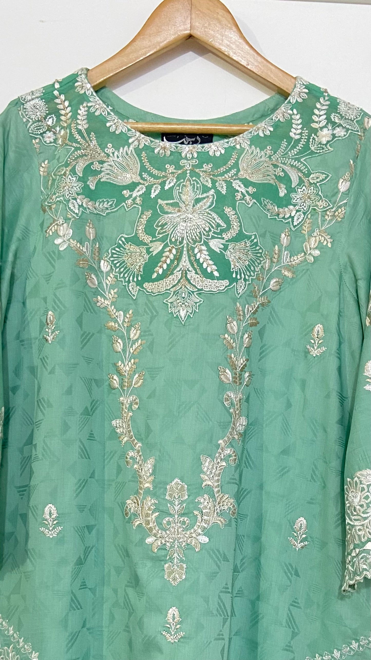 Light Green Embroidered Kurta.