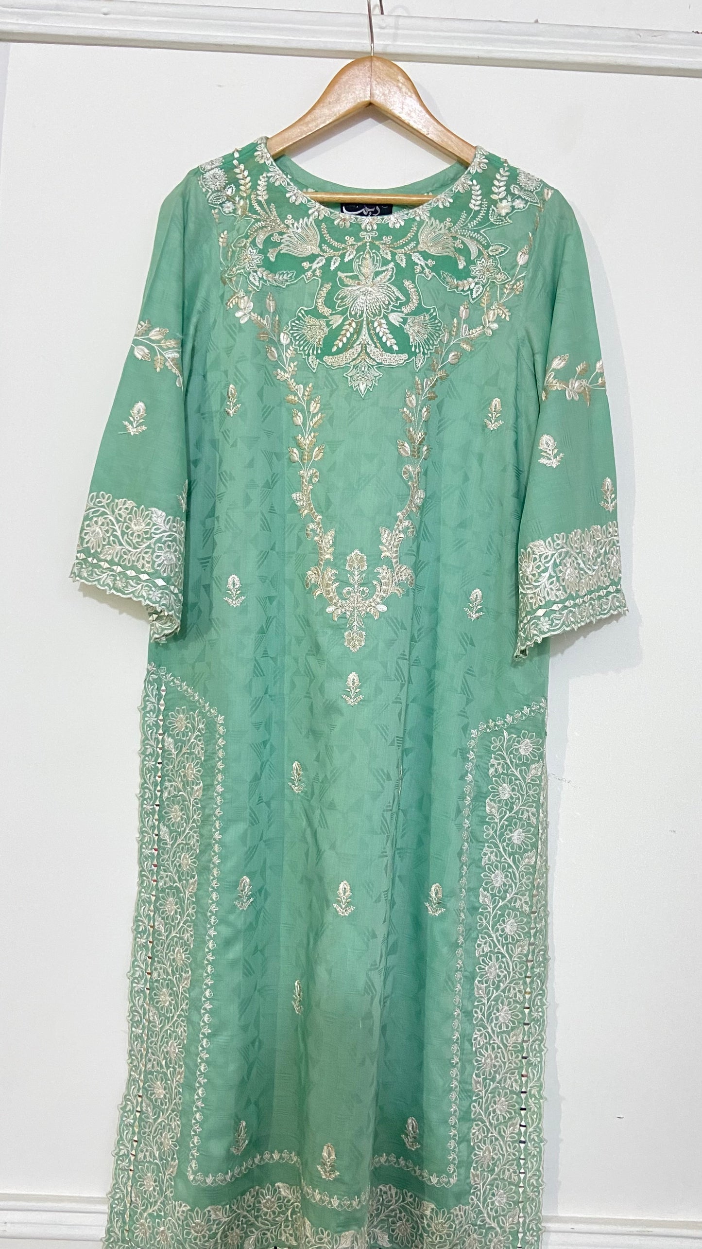 Light Green Embroidered Kurta.