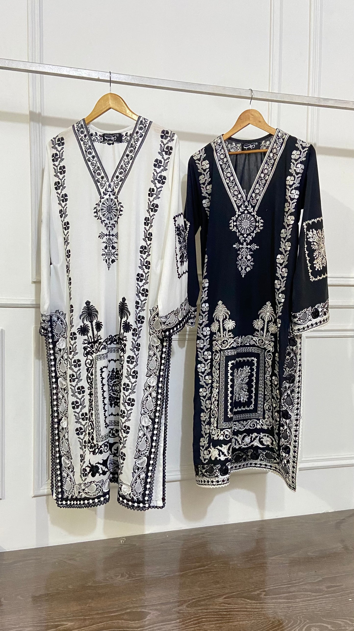 white cross stitch kurta