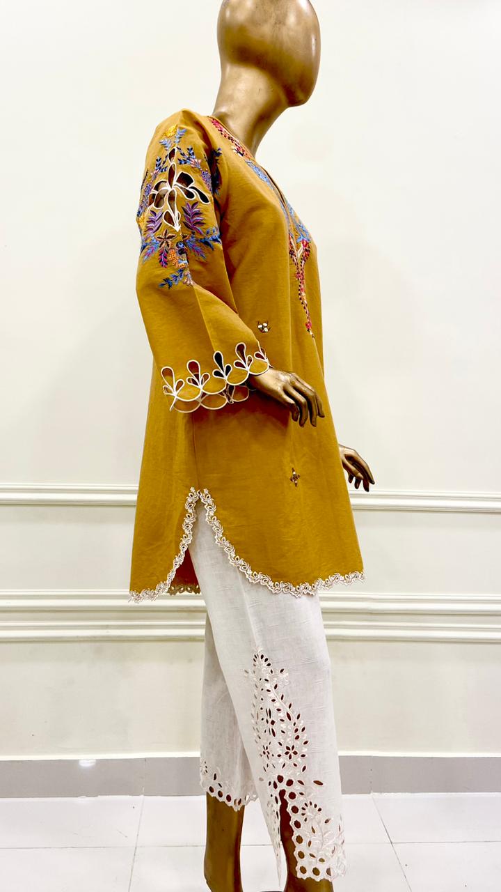 Yellow & White Kurta