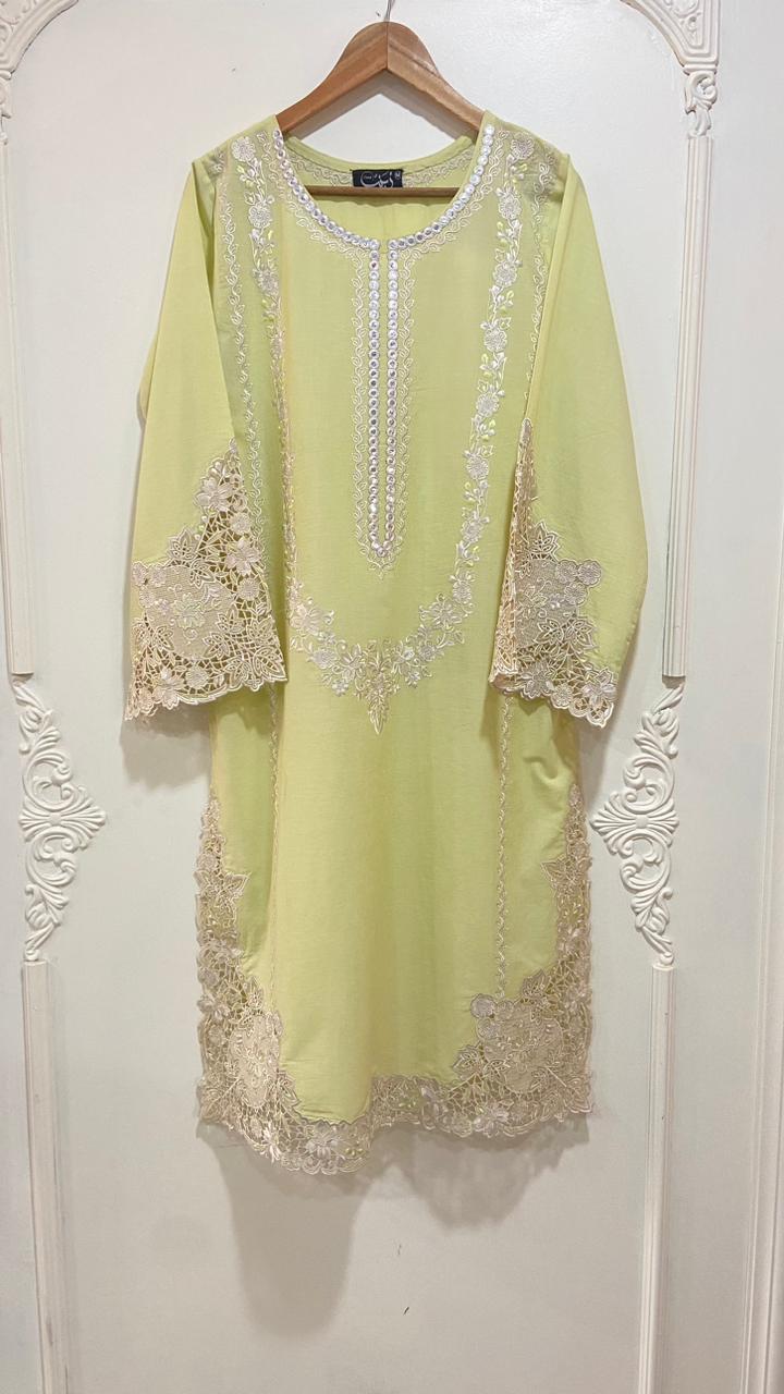 lemon applique Kurta.