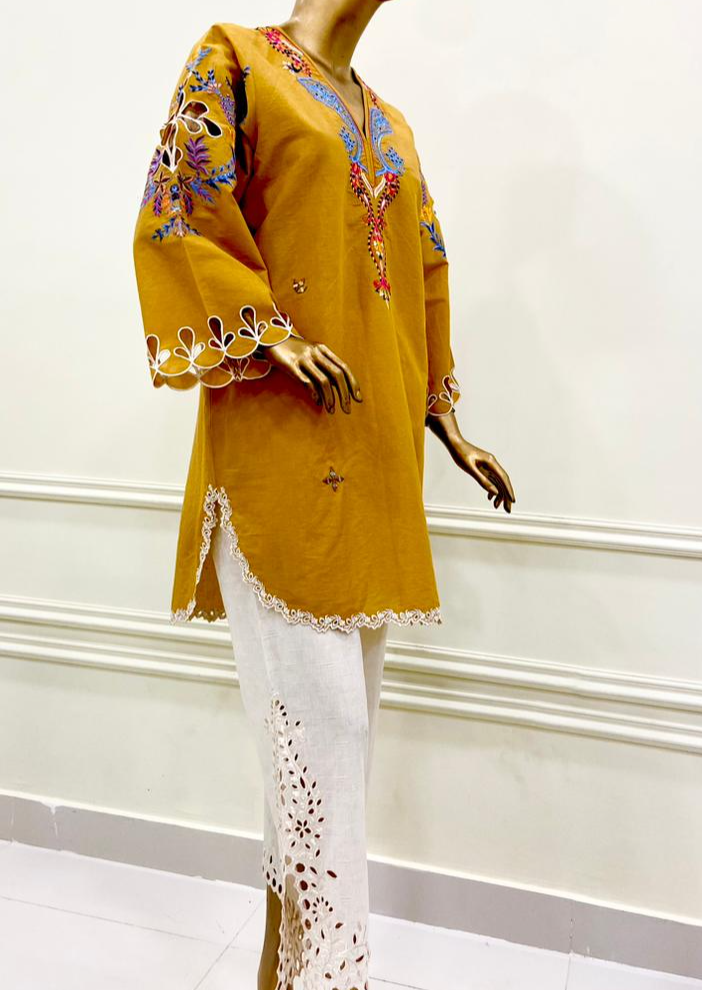 Yellow & White Kurta