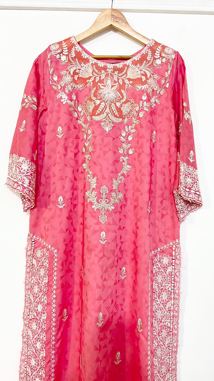 Pink Embroidered LONG KURTA