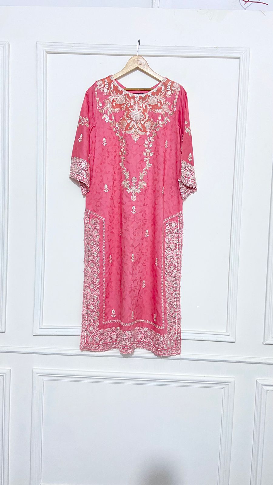 Pink Embroidered LONG KURTA