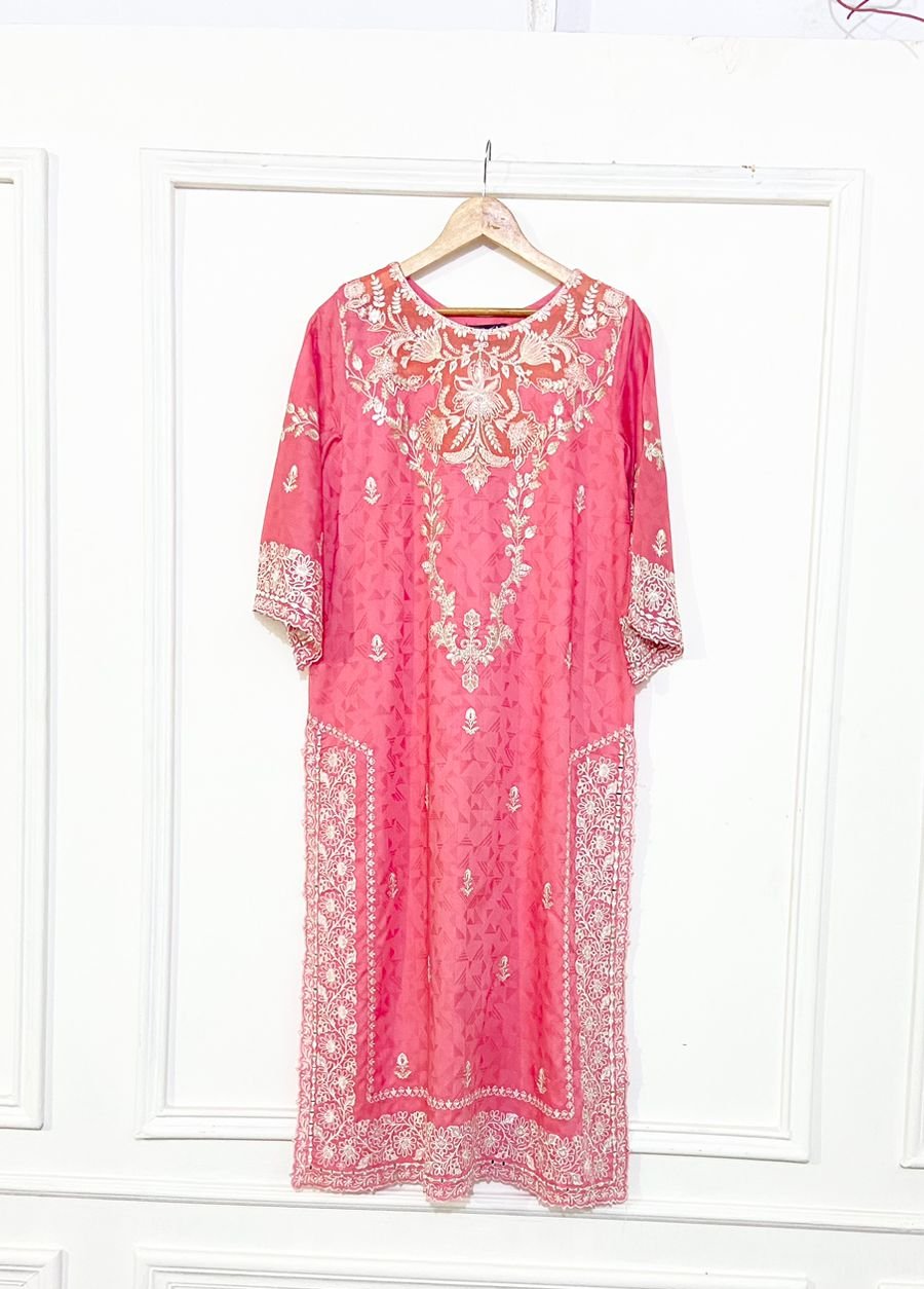 Pink Embroidered LONG KURTA