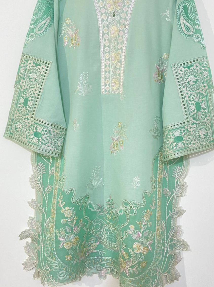 Light Green applique Kurta.